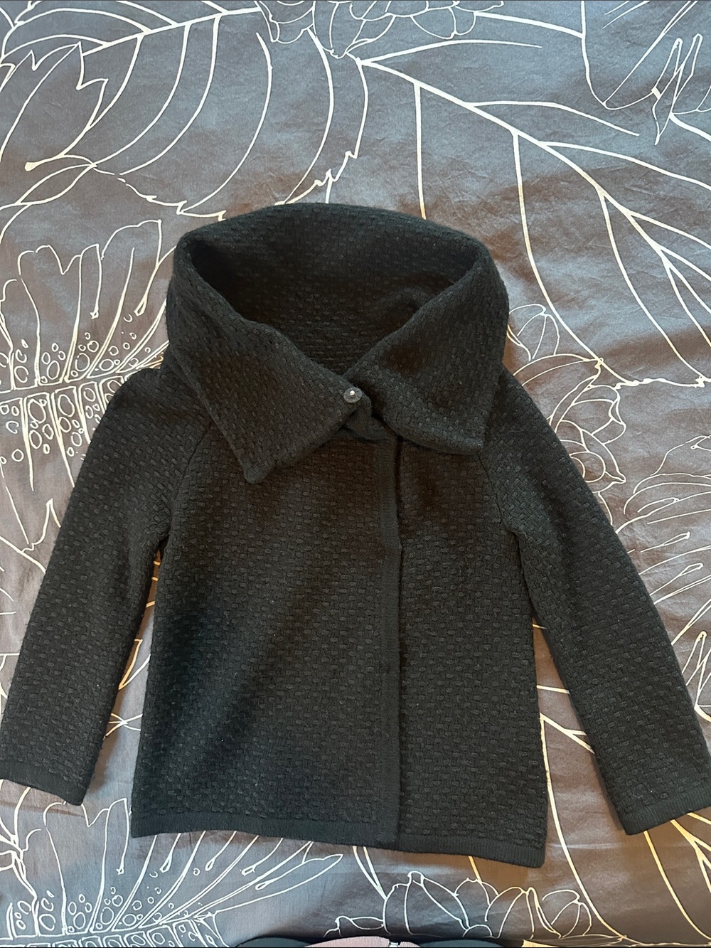 Banana Republic Black Textured Kids Peacoat with Wide Collar